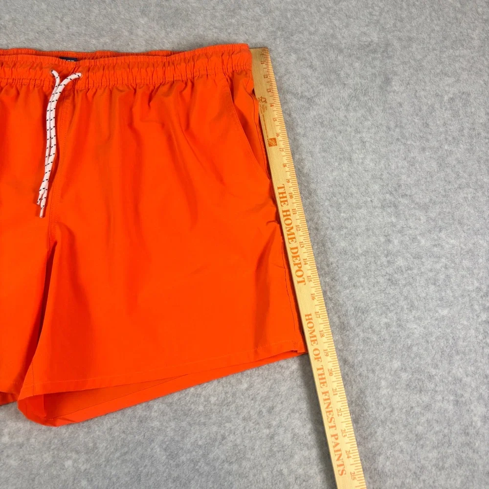 George Mens Swim Trunks XXXL Orange Elastic Waist Drawstring Mesh Lined Size 3XL